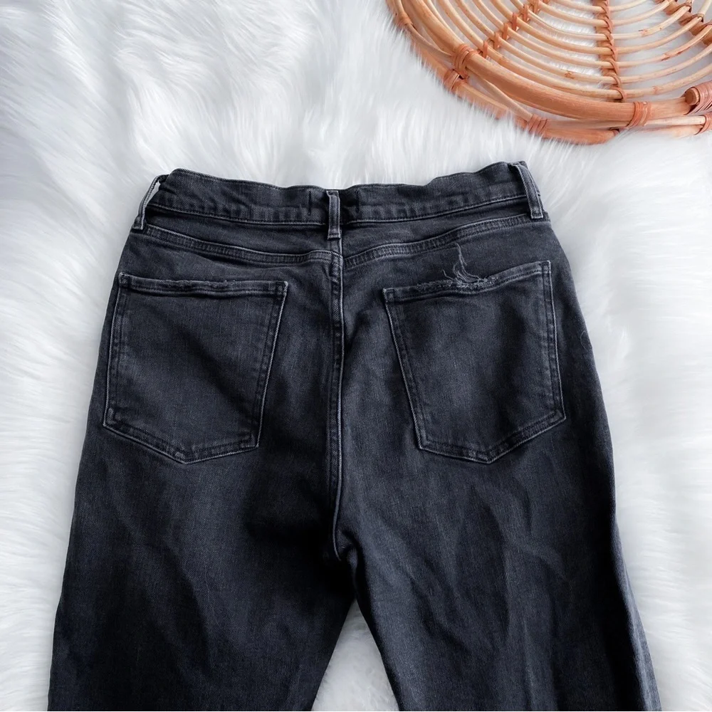 Agolde Black Nico High Wasted Ripped Knee Button Fly Slim Jean Distressed